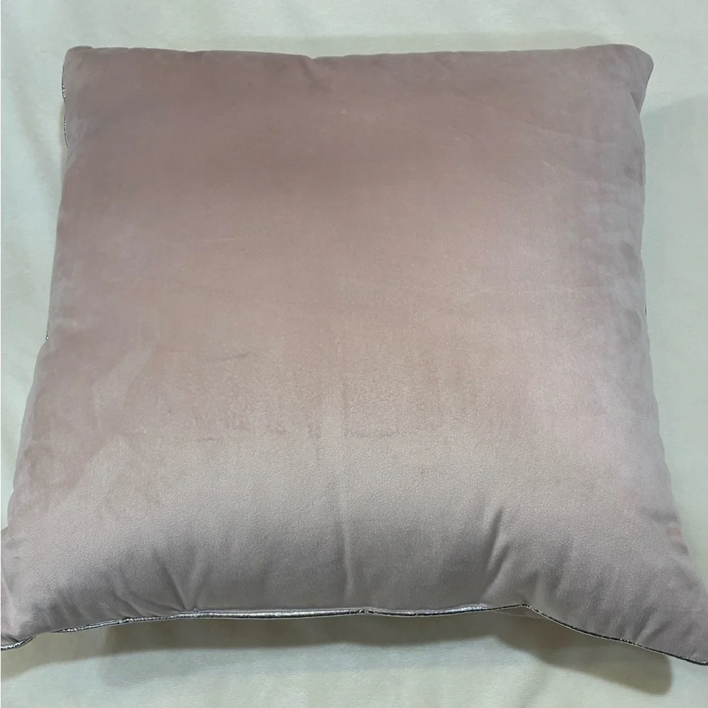 Juicy Couture Y2K Velour Pink Decorative Pillow 20x20in Velvet Rhinestones Crown